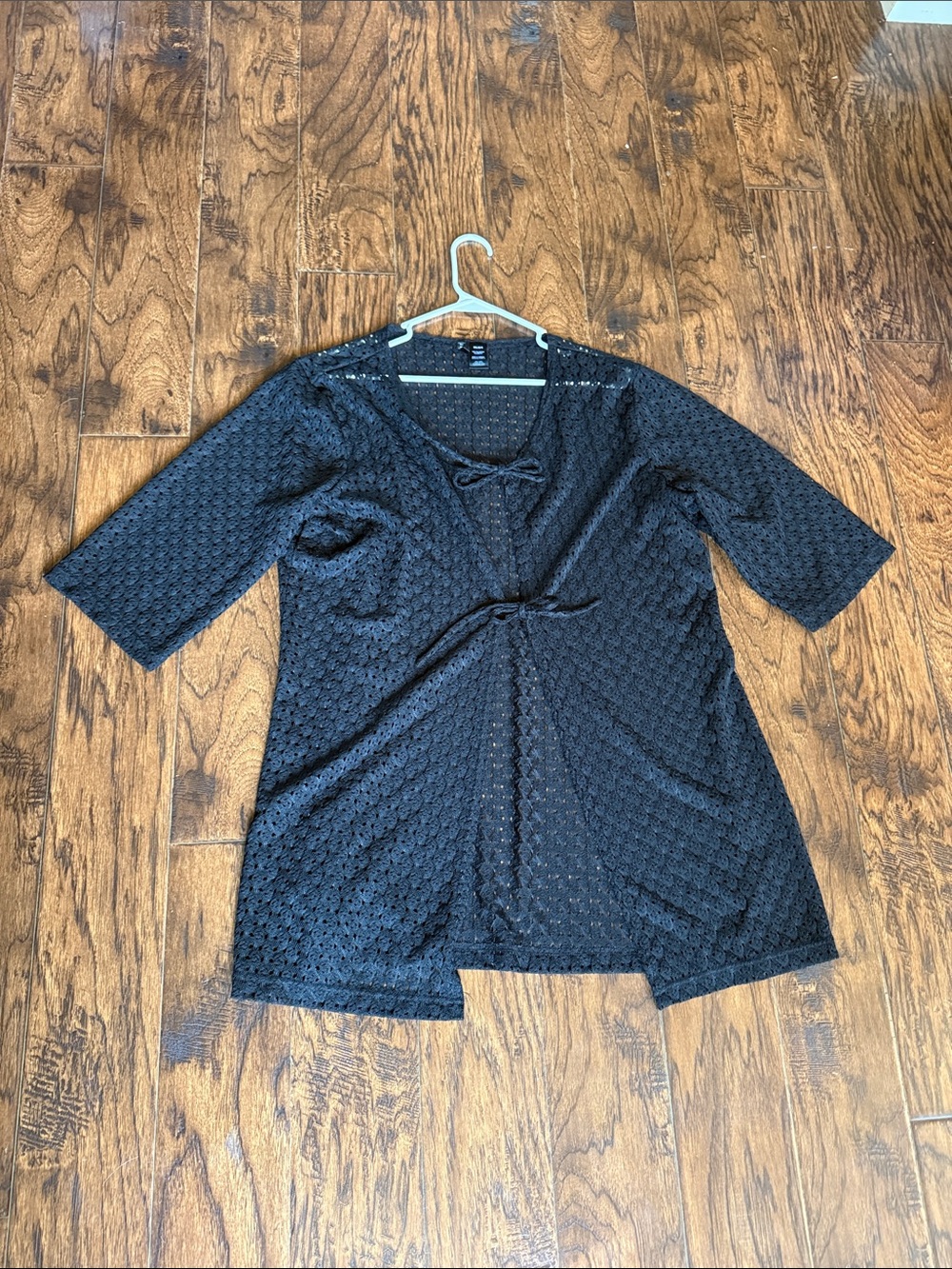 Anne Cole Black Eyelet Tie-Front Swimsuit coverup, size XXL - Picture 2 of 6